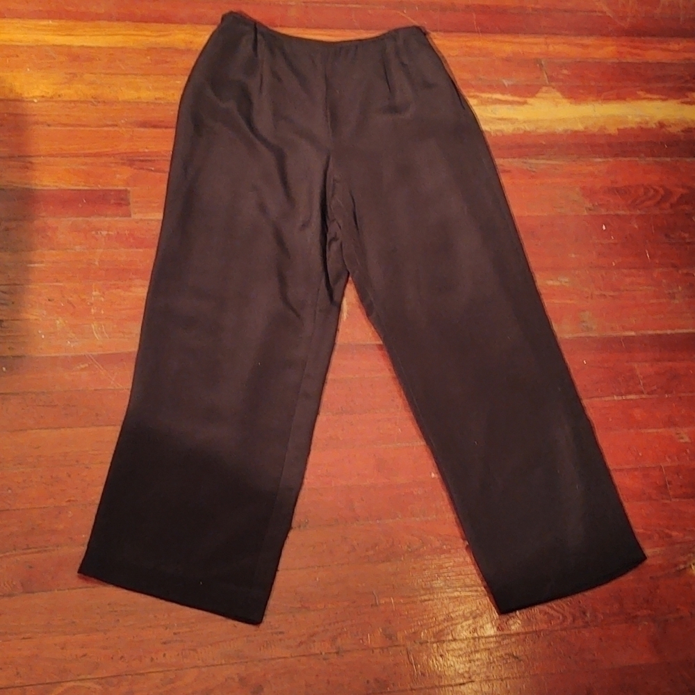 Talbots Black Pure Silk Dress Straight Leg Pants Sz 14